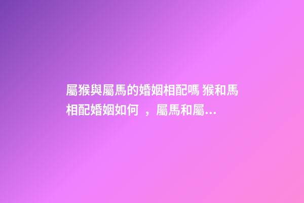 屬猴與屬馬的婚姻相配嗎 猴和馬相配婚姻如何，屬馬和屬猴的婚姻好嗎-第1張-觀點-玄機派